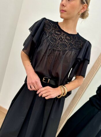 Shop Online Blusa inserto crochet nero Susy Mix