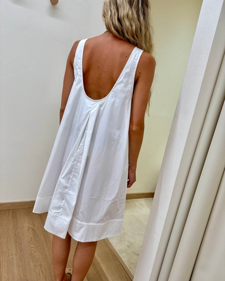 Vestito corto bianco svasato in cotone Tensione In Shop Online Vestito corto bianco svasato in cotone Tensione In