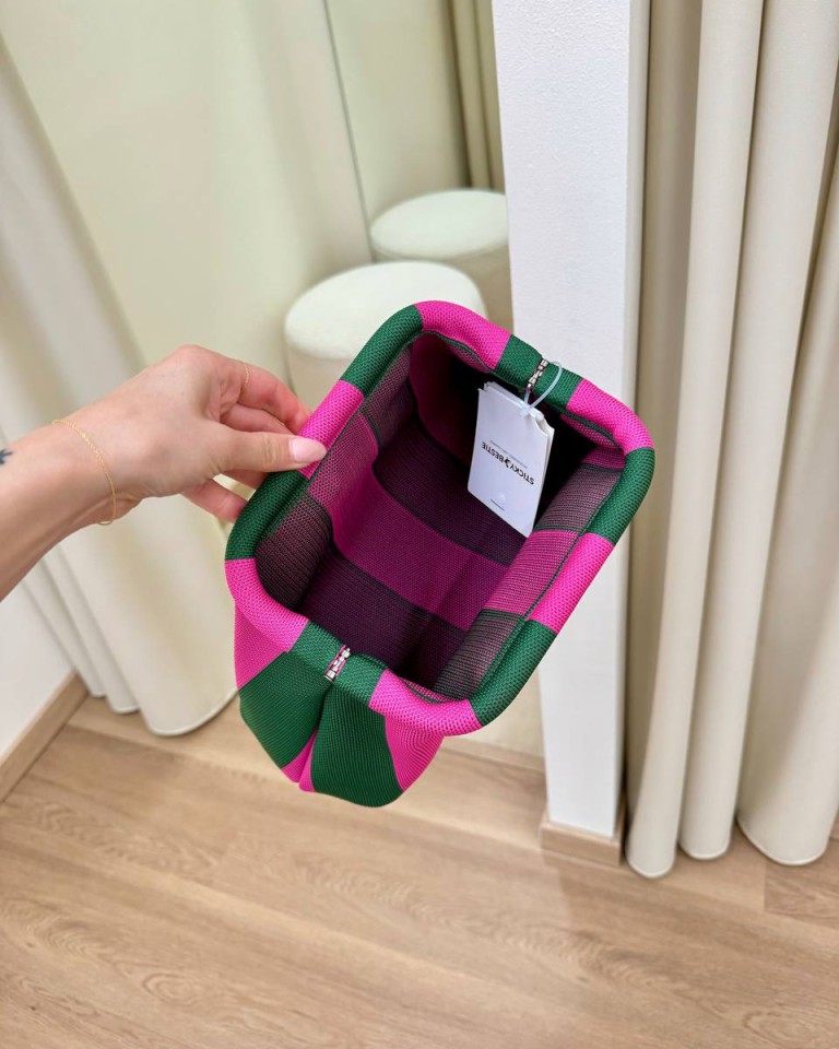 Pouch bag righe fucsia e verde Sticky Bestie Shop Online Pouch bag righe fucsia e verde Sticky Bestie