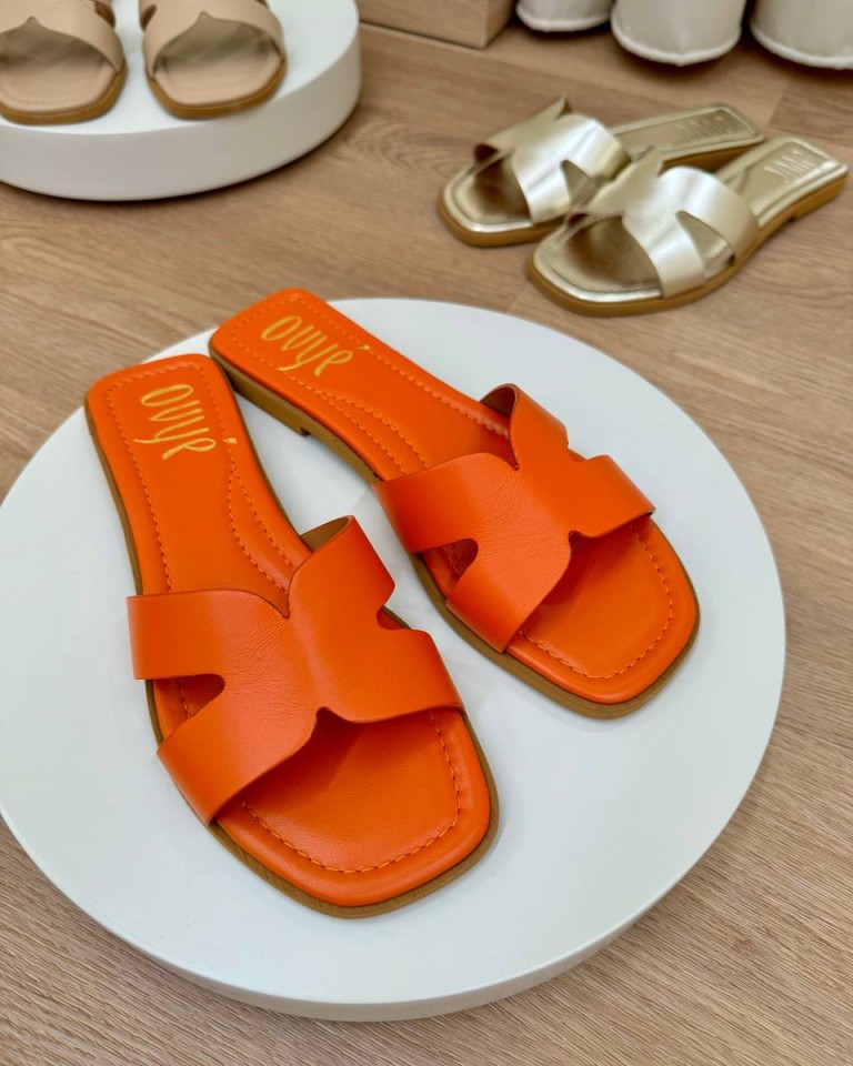 Ciabatta a fascia in nappa arancio Ovyè Shop Online Ciabatta a fascia in nappa arancio Ovyè