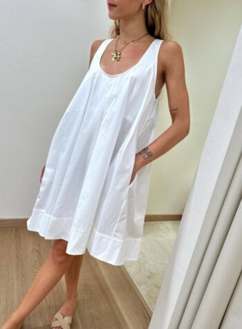 Shop Online Vestito corto bianco svasato in cotone Tensione In