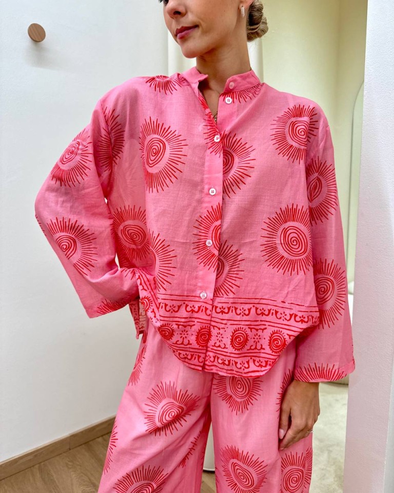 Camicia coreana rosa fantasia sole Tensione In Shop Online Camicia coreana rosa fantasia sole Tensione In