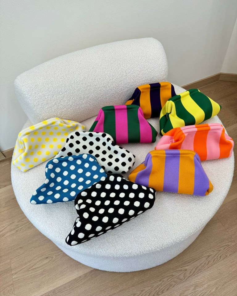 Pouch bag righe fucsia e verde Sticky Bestie Shop Online Pouch bag righe fucsia e verde Sticky Bestie