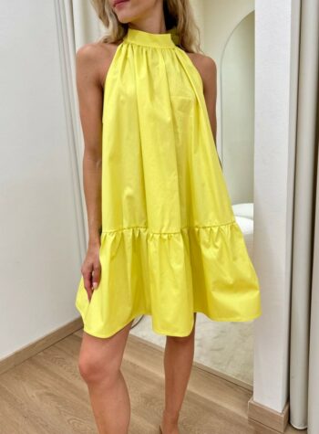 Shop Online Vestito corto giallo in cotone con fiocco Vicolo