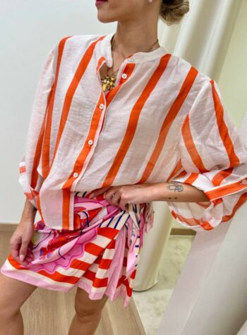Shop Online Camicia coreana burro riga arancio HaveOne