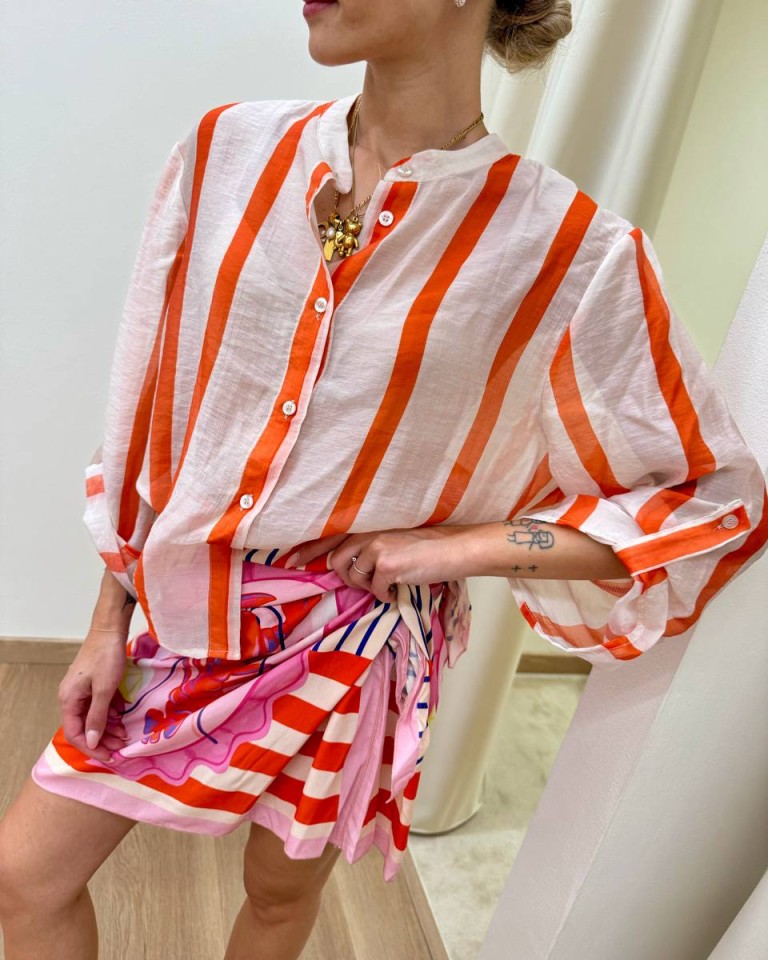 Camicia coreana burro riga arancio HaveOne Shop Online Camicia coreana burro riga arancio HaveOne