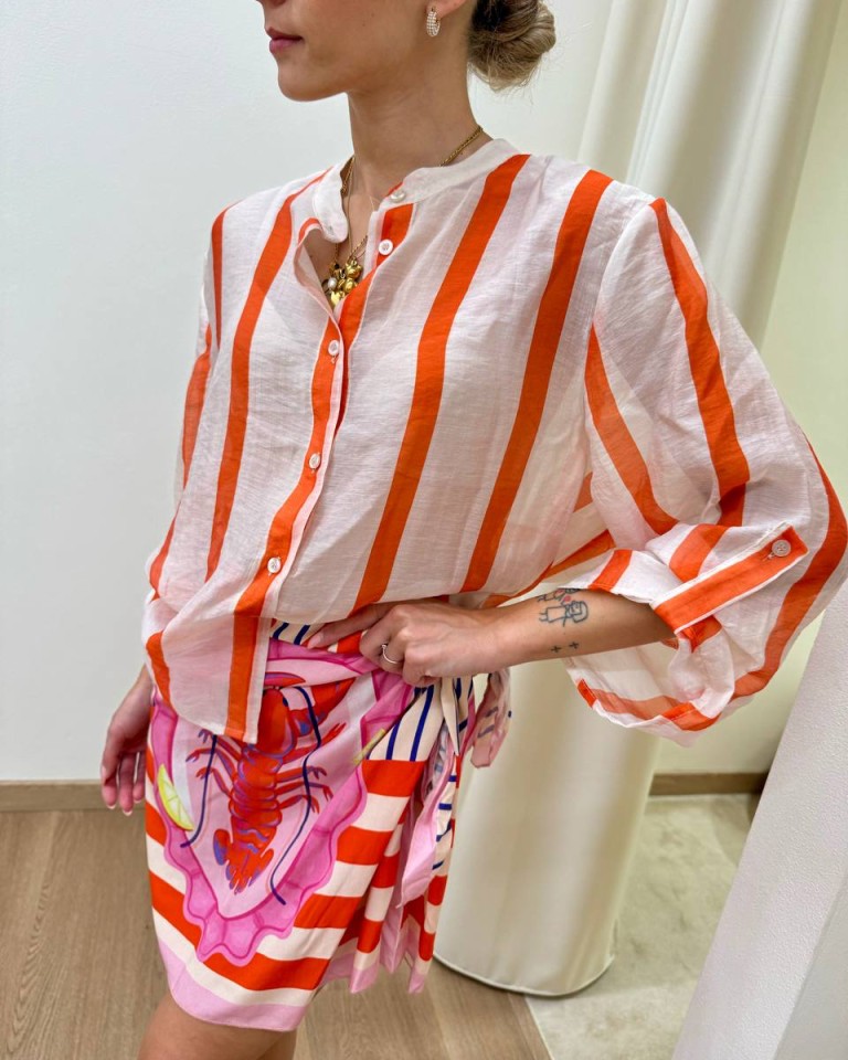Camicia coreana burro riga arancio HaveOne Shop Online Camicia coreana burro riga arancio HaveOne