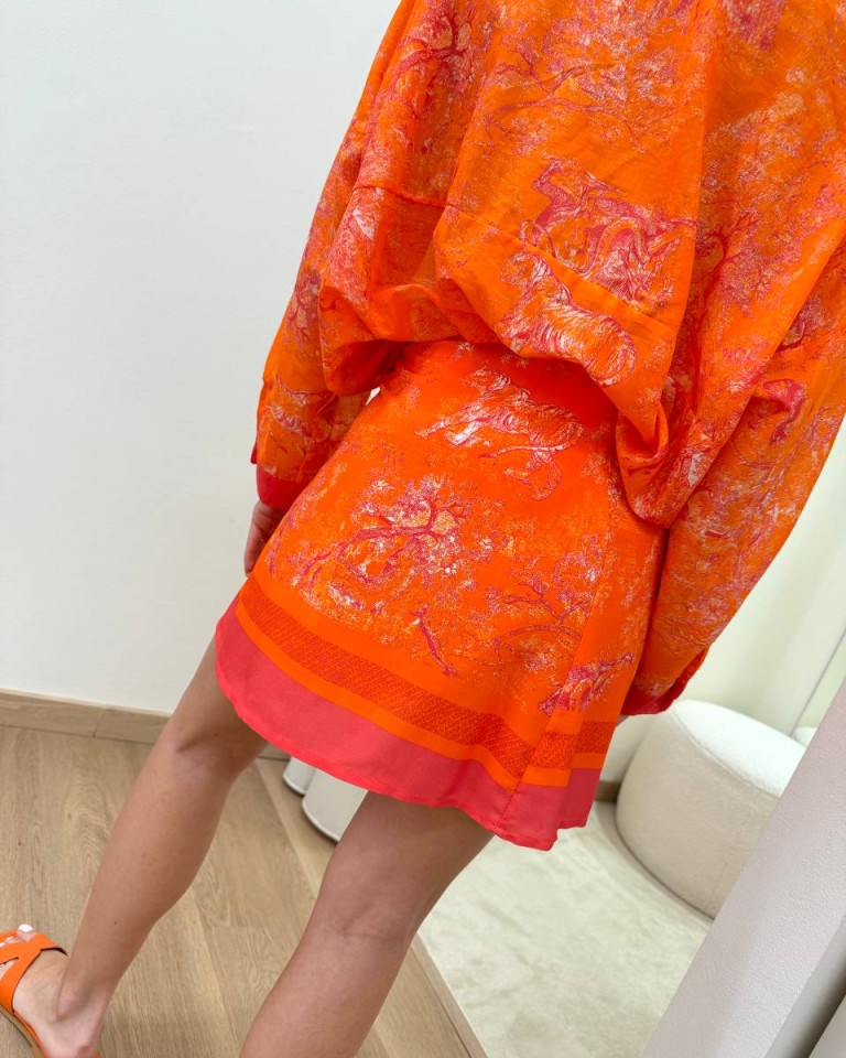 Minigonna pareo tigri arancio e fucsia Tensione In Shop Online Minigonna pareo tigri arancio e fucsia Tensione In