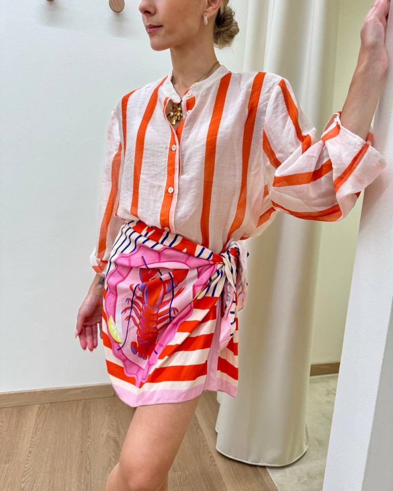 Camicia coreana burro riga arancio HaveOne Shop Online Camicia coreana burro riga arancio HaveOne