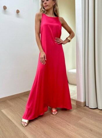 Shop Online Vestito lungo in raso corallo smanicato Vicolo