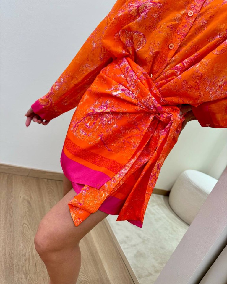 Minigonna pareo tigri arancio e fucsia Tensione In Shop Online Minigonna pareo tigri arancio e fucsia Tensione In