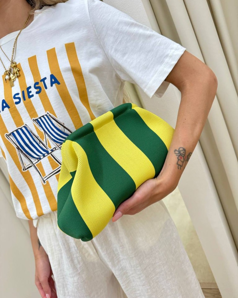 Pouch bag righe gialla e verde Sticky Bestie Shop Online Pouch bag righe gialla e verde Sticky Bestie