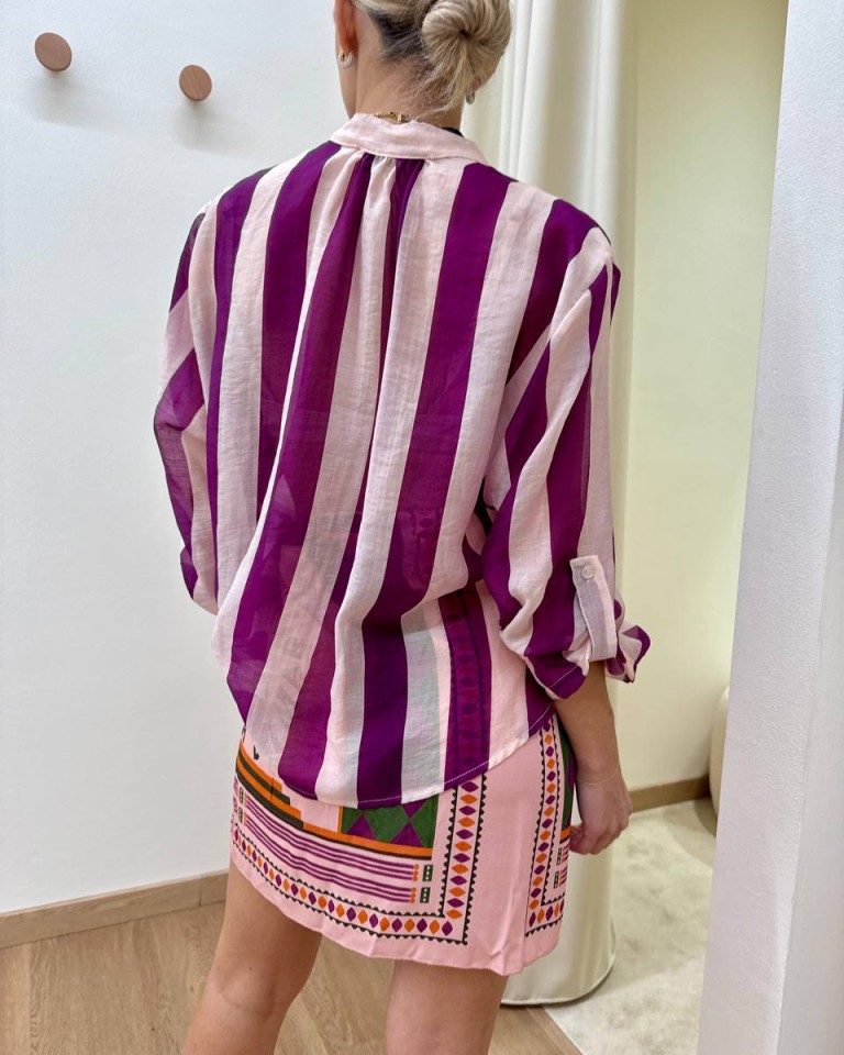 Camicia coreana righe burro e viola HaveOne Shop Online Camicia coreana righe burro e viola HaveOne