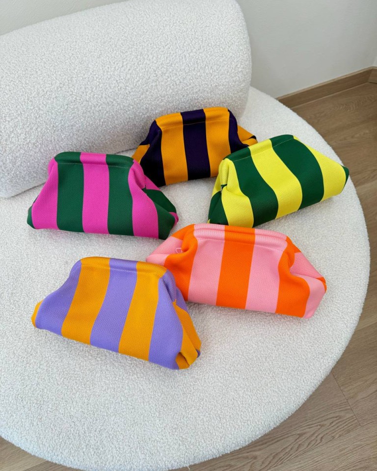 Pouch bag righe lilla e arancio Sticky Bestie Shop Online Pouch bag righe lilla e arancio Sticky Bestie