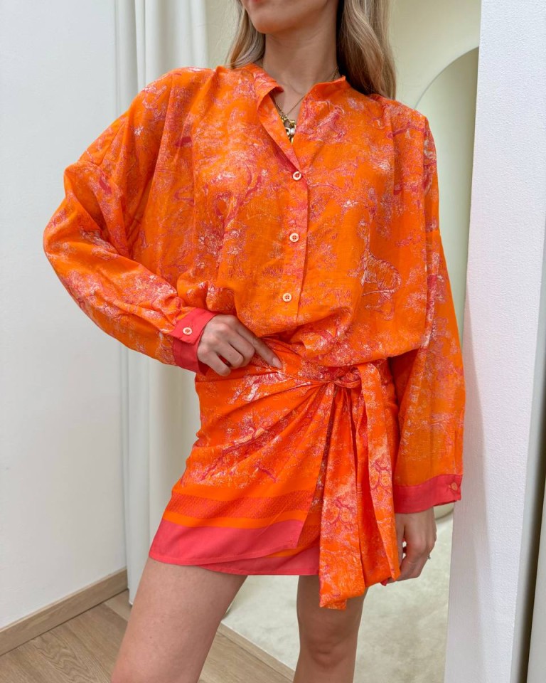 Minigonna pareo tigri arancio e fucsia Tensione In Shop Online Minigonna pareo tigri arancio e fucsia Tensione In