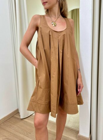 Shop Online Vestito corto nocciola svasato in cotone Tensione In