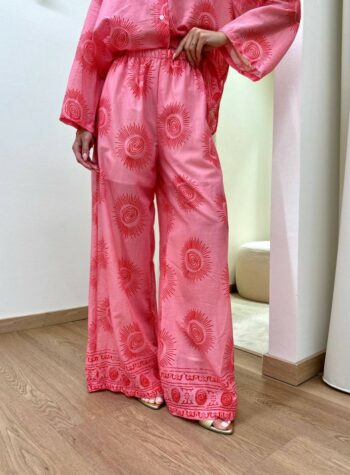 Shop Online Pantalone palazzo rosa fantasia sole Tensione In