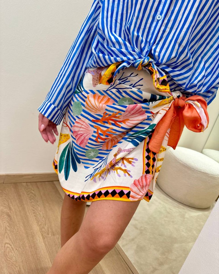 Gonna corta pareo fantasia marina multicolor Tensione In Shop Online Gonna corta pareo fantasia marina multicolor Tensione In