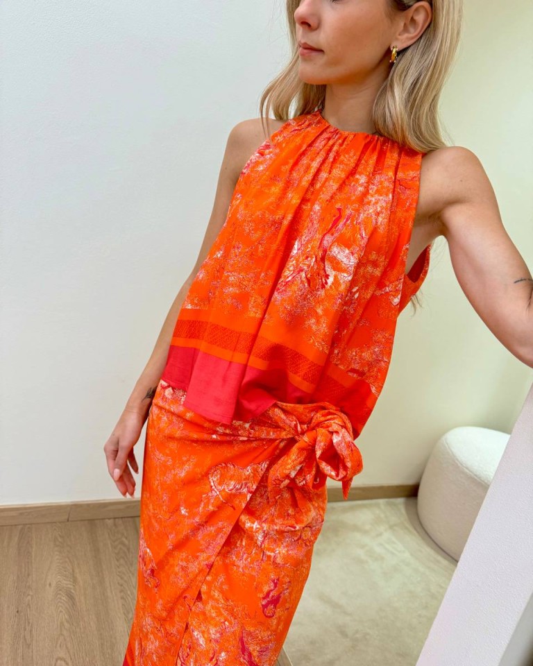Canotta ampia tigri arancio e fucsia Tensione In Shop Online Canotta ampia tigri arancio e fucsia Tensione In