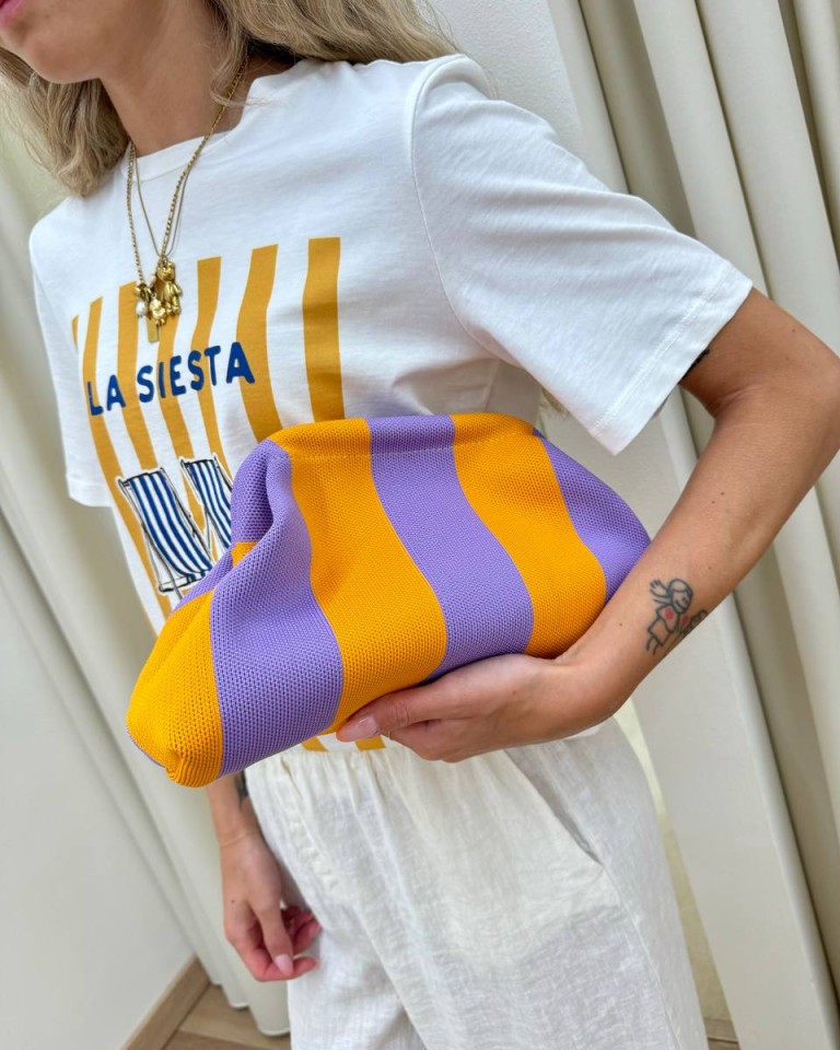 Pouch bag righe lilla e arancio Sticky Bestie Shop Online Pouch bag righe lilla e arancio Sticky Bestie