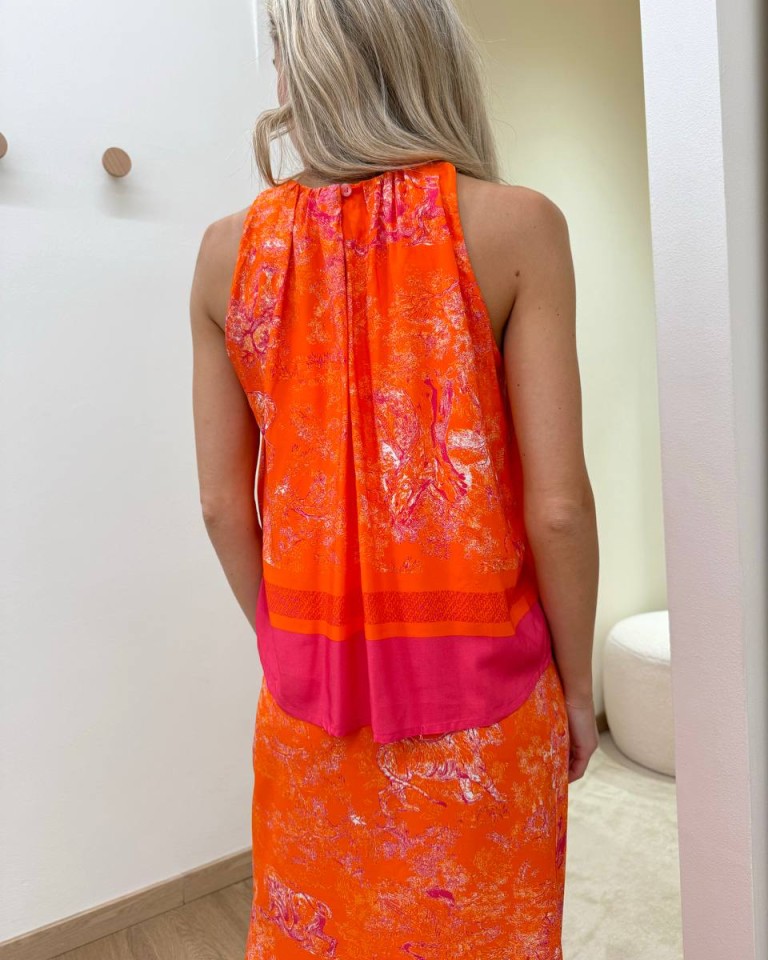 Canotta ampia tigri arancio e fucsia Tensione In Shop Online Canotta ampia tigri arancio e fucsia Tensione In
