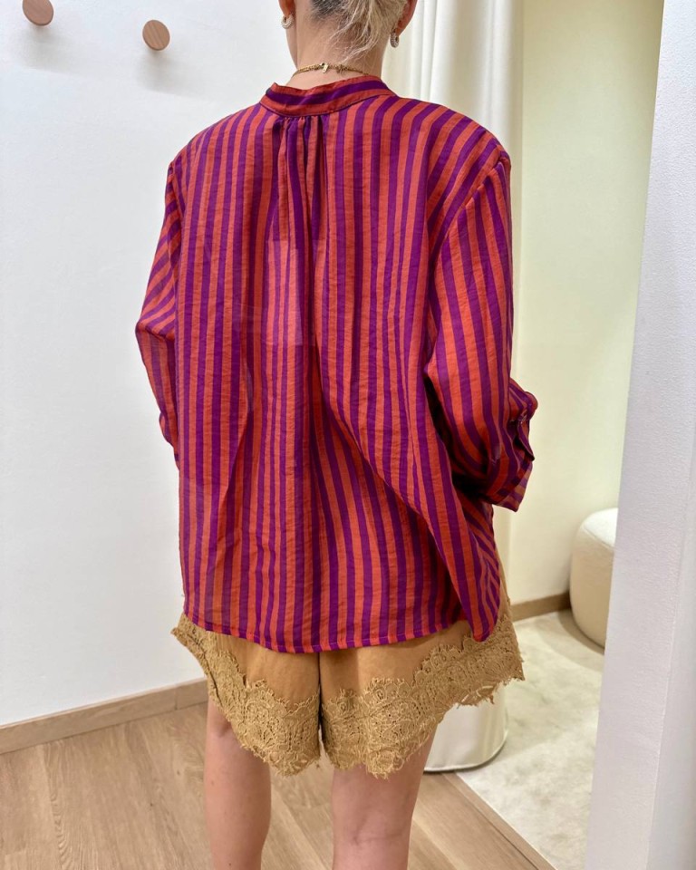 Camicia coreana righe arancio e viola HaveOne Shop Online Camicia coreana righe arancio e viola HaveOne