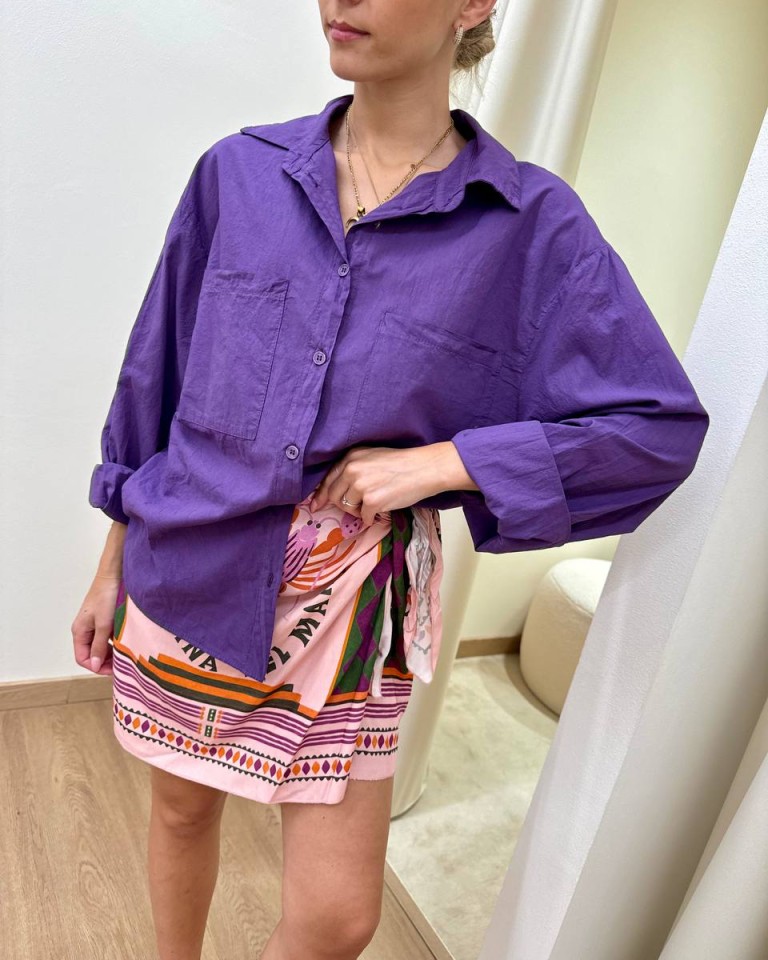 Camicia over in cotone leggero viola HaveOne Shop Online Camicia over in cotone leggero viola HaveOne