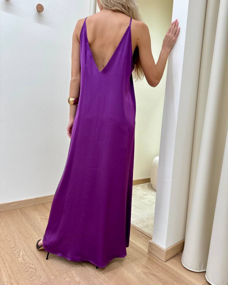 Vestito raso scollo schiena viola HaveOne Shop Online Vestito raso scollo schiena viola HaveOne