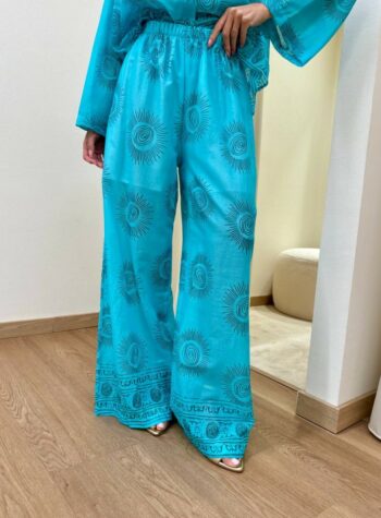 Shop Online Pantalone palazzo turchese fantasia sole Tensione In