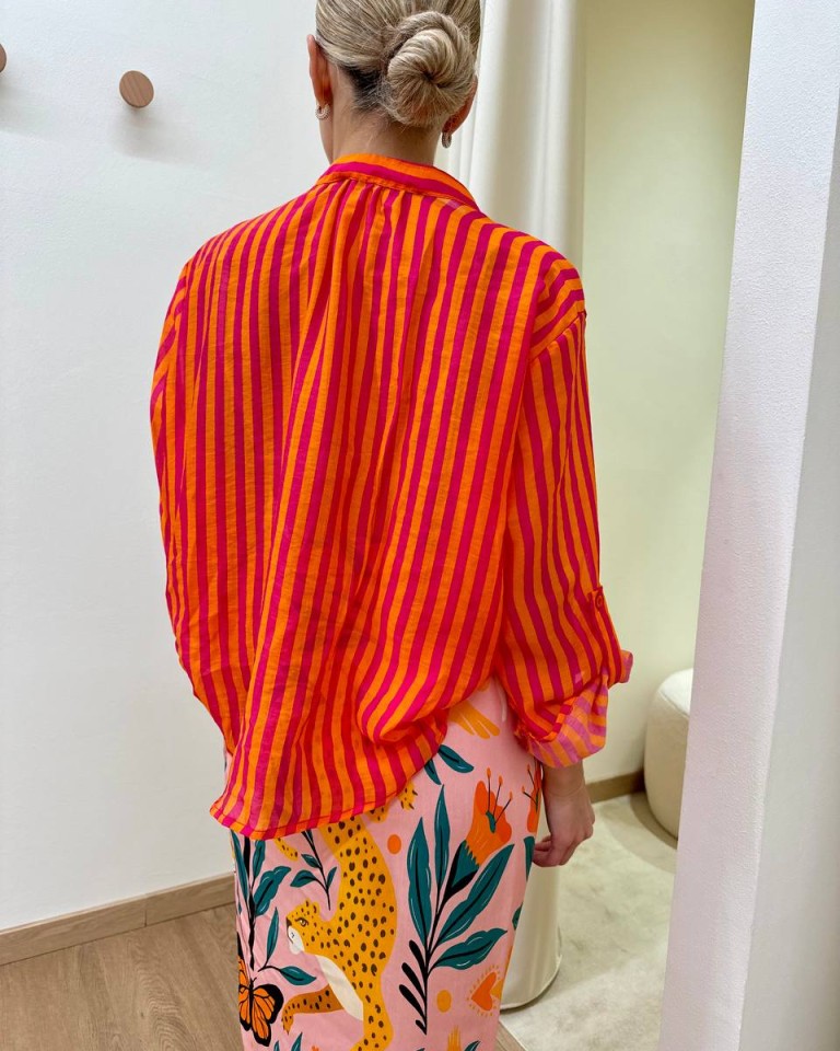 Camicia coreana righe fucsia e arancio HaveOne Shop Online Camicia coreana righe fucsia e arancio HaveOne