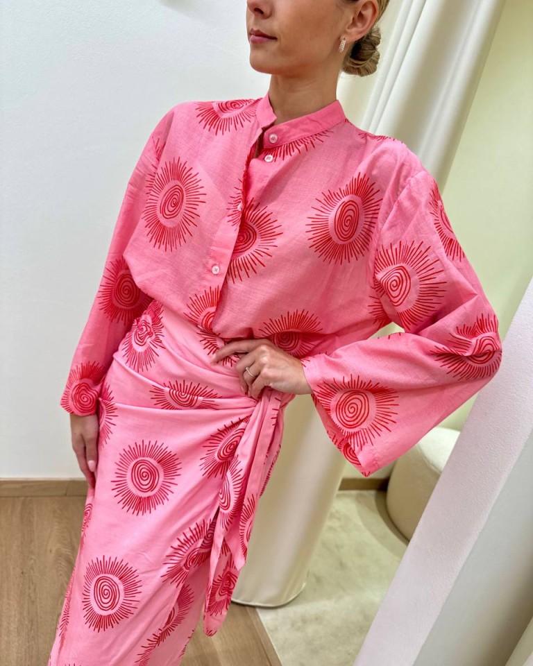 Camicia coreana rosa fantasia sole Tensione In Shop Online Camicia coreana rosa fantasia sole Tensione In