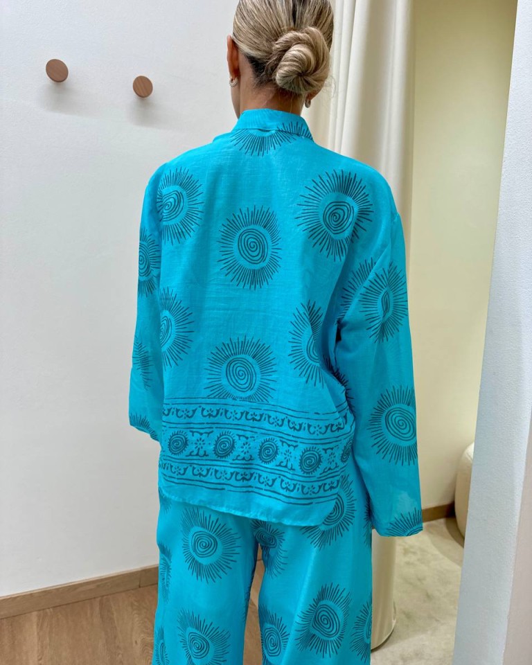 Camicia coreana turchese fantasia sole Tensione In Shop Online Camicia coreana turchese fantasia sole Tensione In