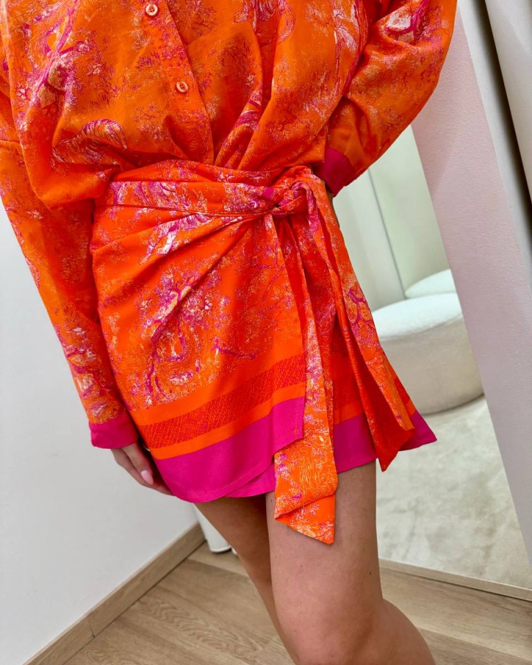 Minigonna pareo tigri arancio e fucsia Tensione In Shop Online Minigonna pareo tigri arancio e fucsia Tensione In