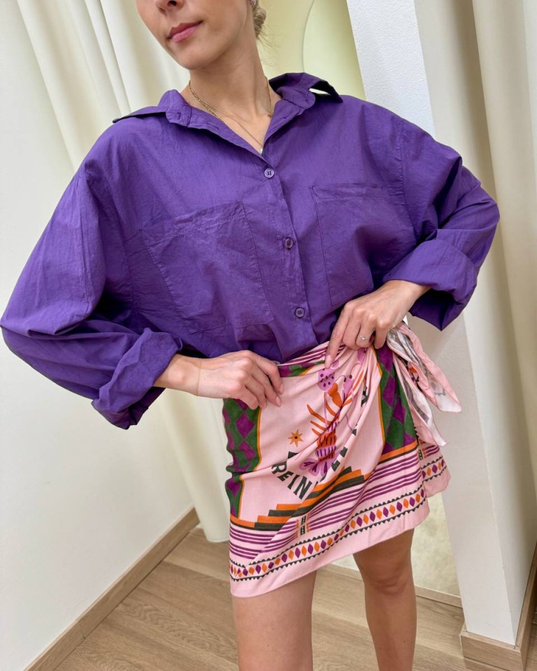 Camicia over in cotone leggero viola HaveOne Shop Online Camicia over in cotone leggero viola HaveOne