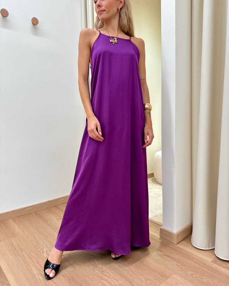 Vestito raso scollo schiena viola HaveOne Shop Online Vestito raso scollo schiena viola HaveOne