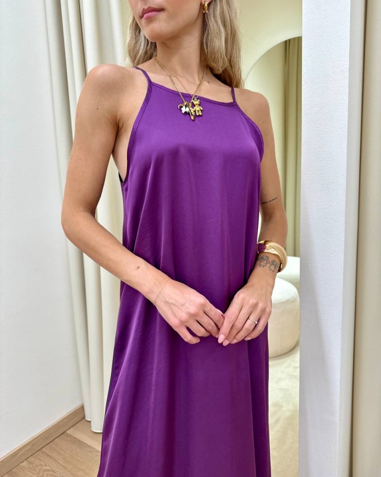Vestito raso scollo schiena viola HaveOne Shop Online Vestito raso scollo schiena viola HaveOne