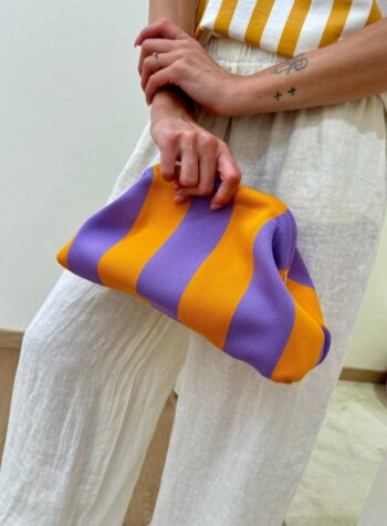 Shop Online Pouch bag righe lilla e arancio Sticky Bestie