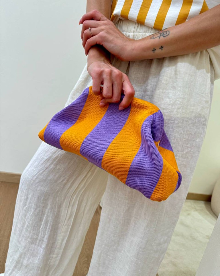 Pouch bag righe lilla e arancio Sticky Bestie Shop Online Pouch bag righe lilla e arancio Sticky Bestie