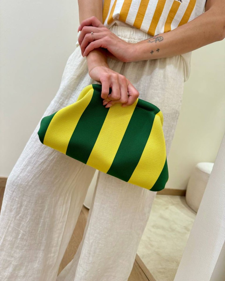 Pouch bag righe gialla e verde Sticky Bestie Shop Online Pouch bag righe gialla e verde Sticky Bestie