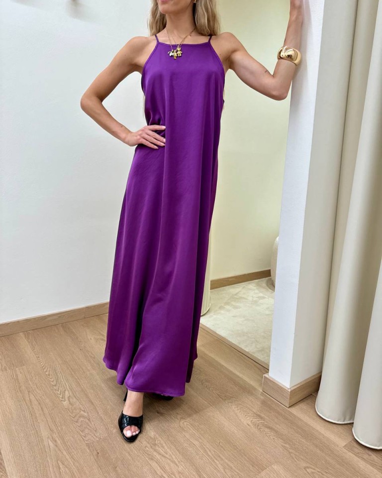 Vestito raso scollo schiena viola HaveOne Shop Online Vestito raso scollo schiena viola HaveOne