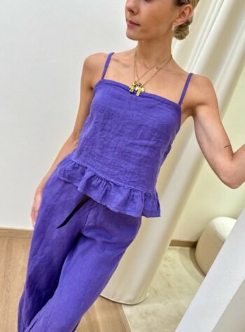 Shop Online Top viola con gala 100% lino Susy Mix