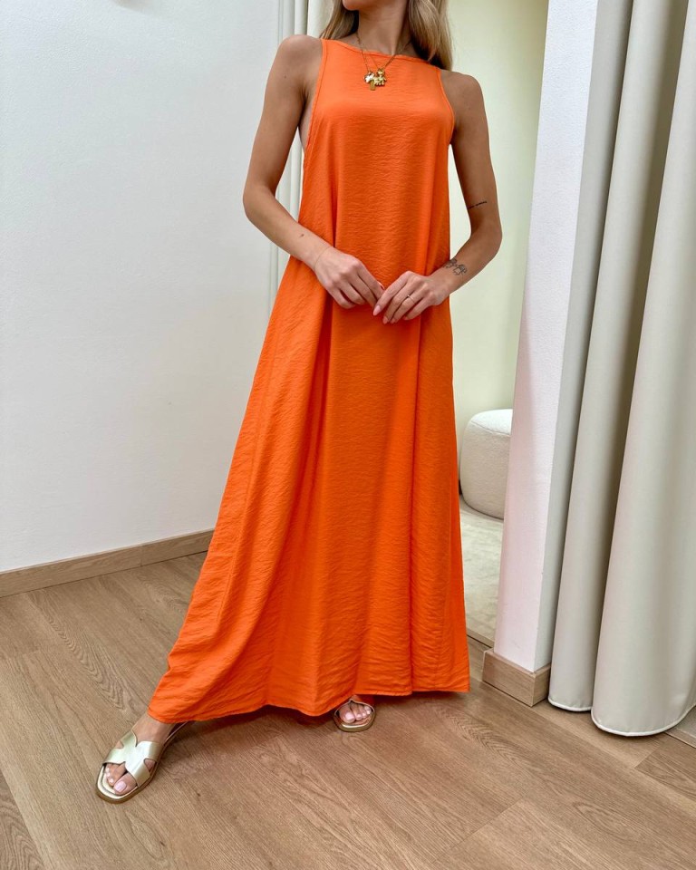 Vestito lungo vogatore arancio Tensione In Shop Online Vestito lungo vogatore arancio Tensione In