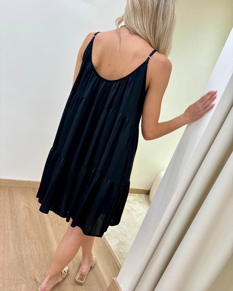 Vestito corto a balze nero Tensione In Shop Online Vestito corto a balze nero Tensione In