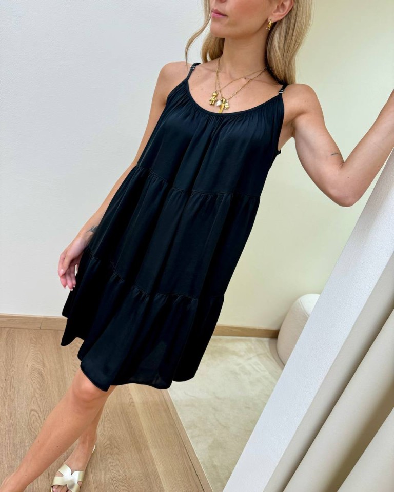 Vestito corto a balze nero Tensione In Shop Online Vestito corto a balze nero Tensione In
