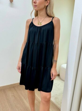 Shop Online Vestito corto a balze nero Tensione In