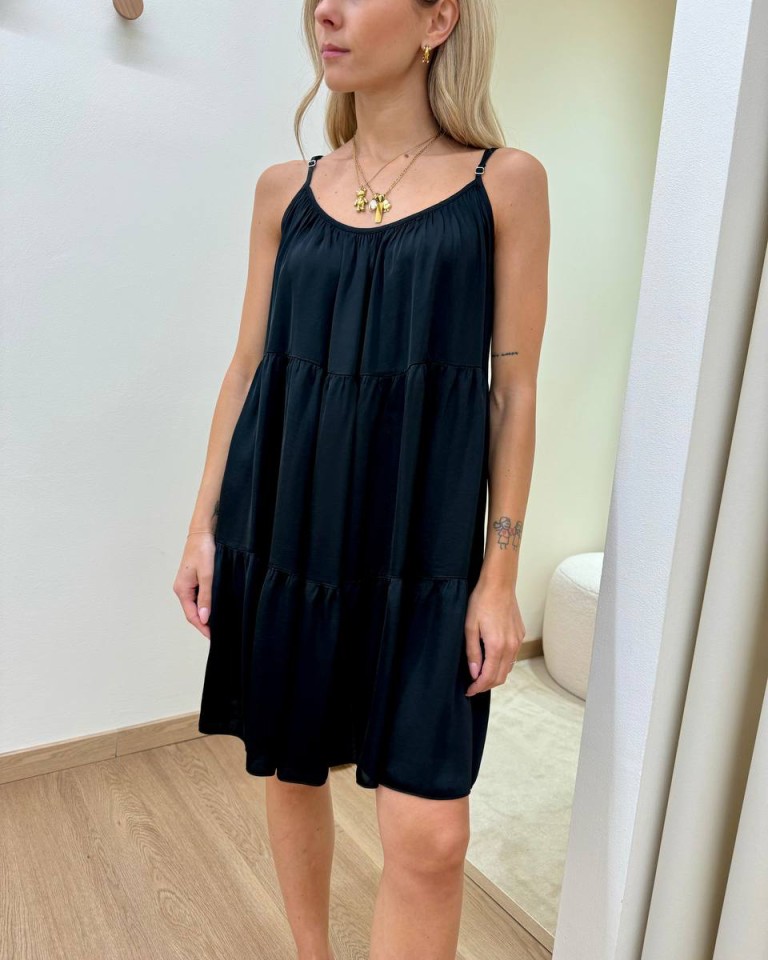 Vestito corto a balze nero Tensione In Shop Online Vestito corto a balze nero Tensione In