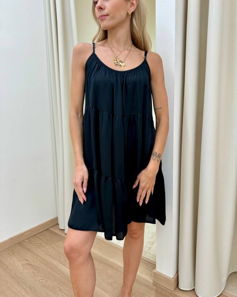 Vestito corto a balze nero Tensione In Shop Online Vestito corto a balze nero Tensione In