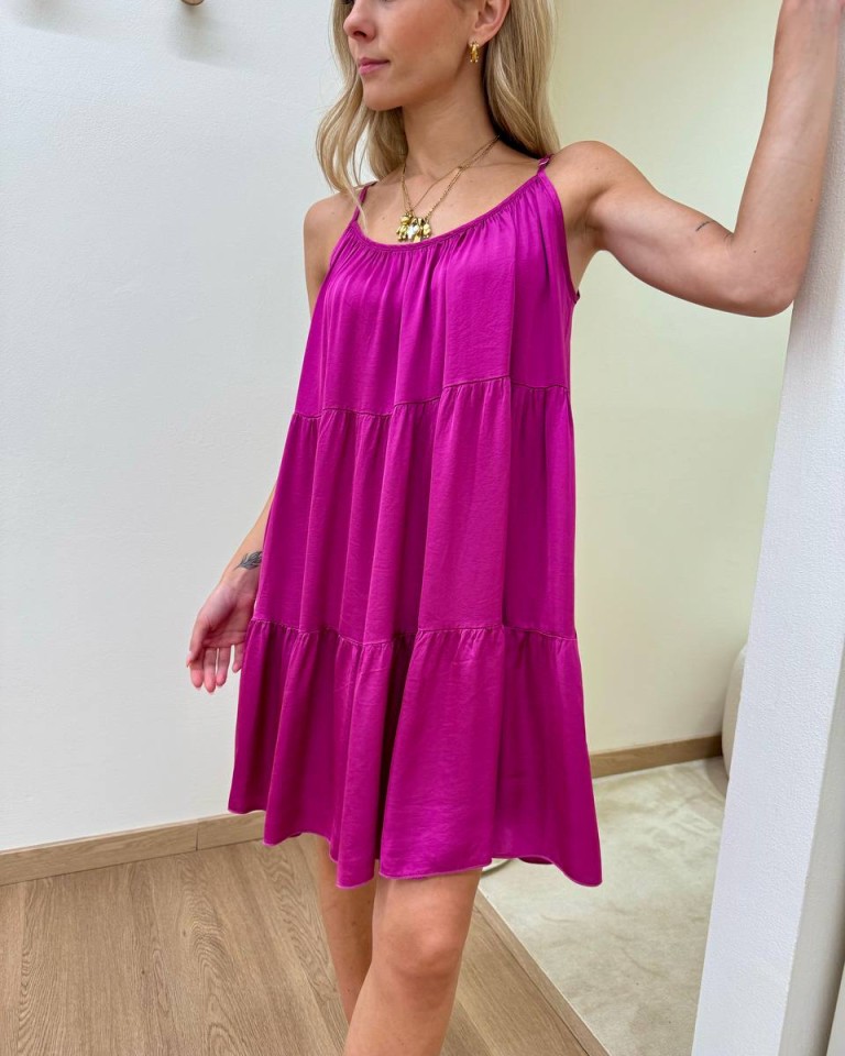 Vestito corto a balze ciclamino Tensione In Shop Online Vestito corto a balze ciclamino Tensione In