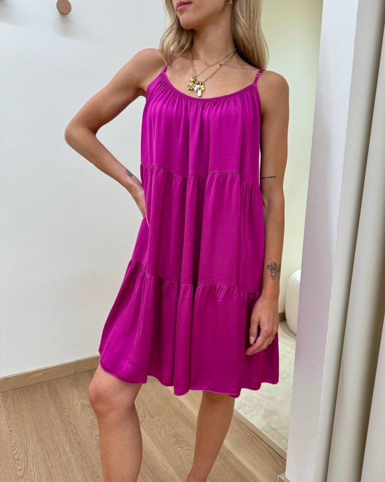 Vestito corto a balze ciclamino Tensione In Shop Online Vestito corto a balze ciclamino Tensione In