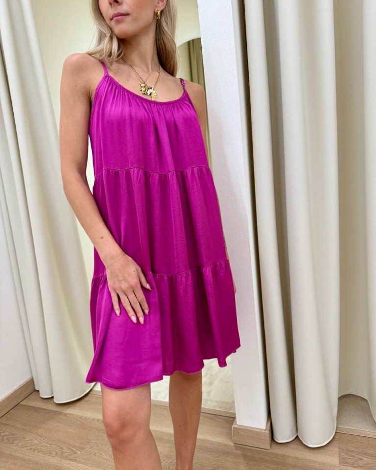 Vestito corto a balze ciclamino Tensione In Shop Online Vestito corto a balze ciclamino Tensione In
